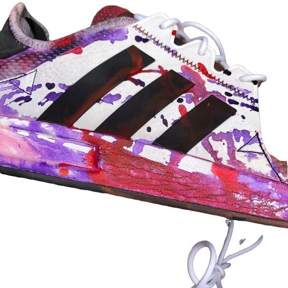 Rare Trashed Tie Dyed Adidas X_PLR Sneakers Size 12 - Picture 11 of 15